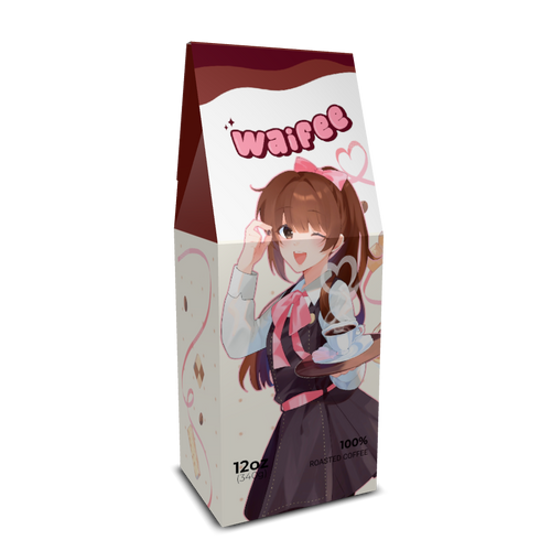 Bright Water Colombian light roast anime coffee bag with original character art